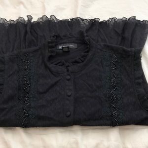 Button down sequin sleeve top